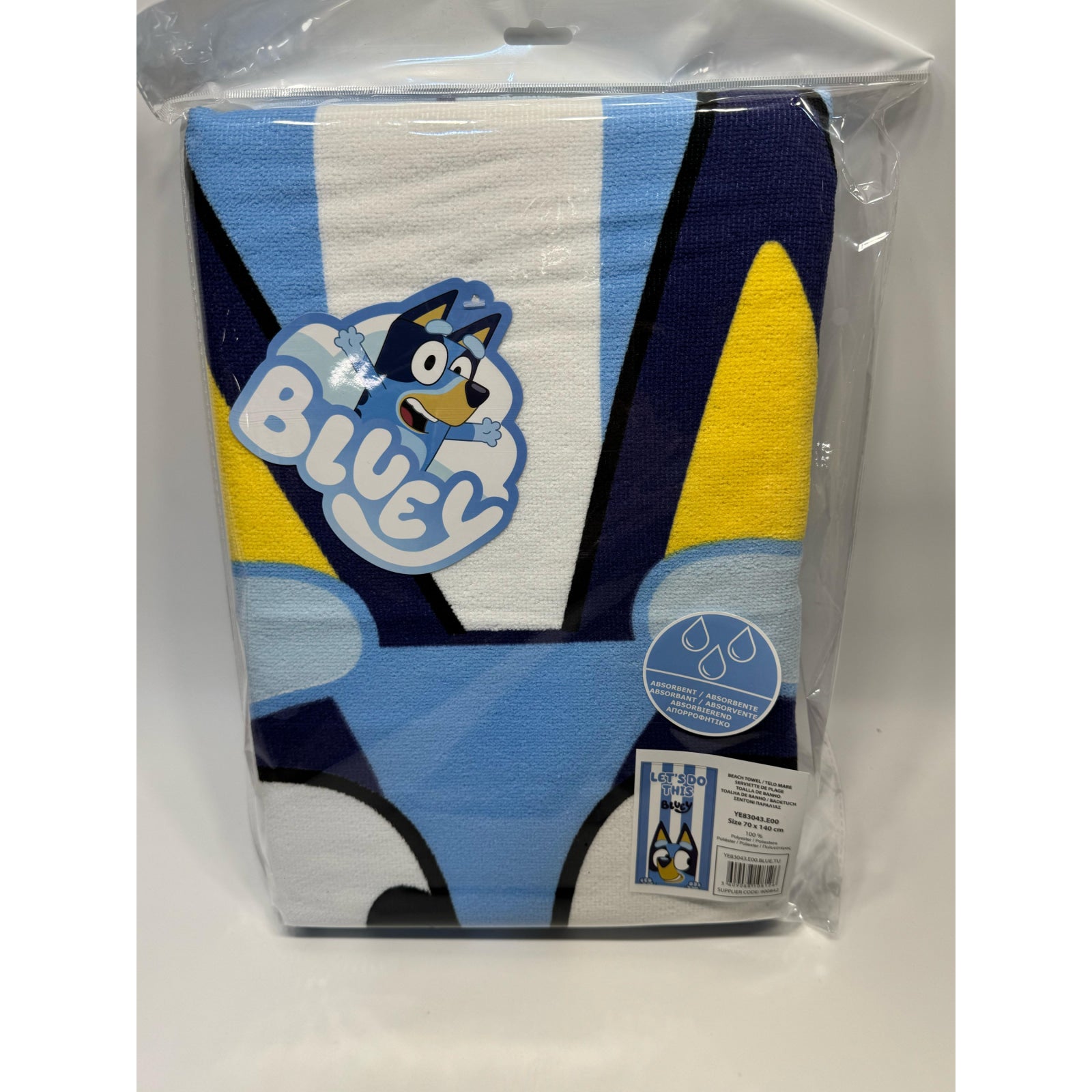 Toalla Playa Piscina Bluey Rayas 70x140cm infantil de microfibra para niños