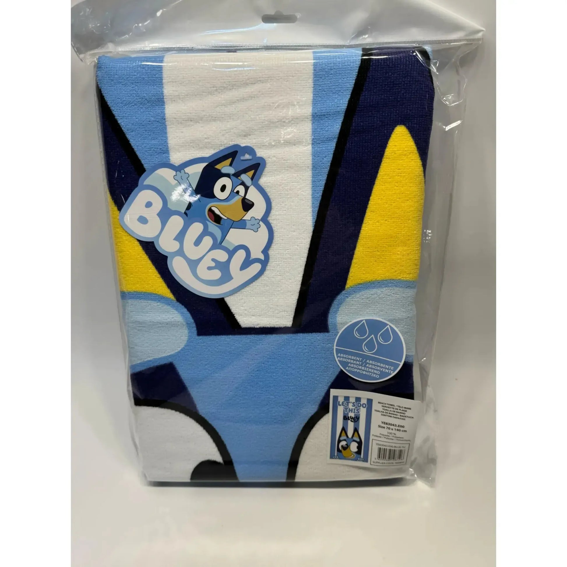 Toalla Playa Piscina Bluey Rayas 70x140cm infantil de microfibra para niños