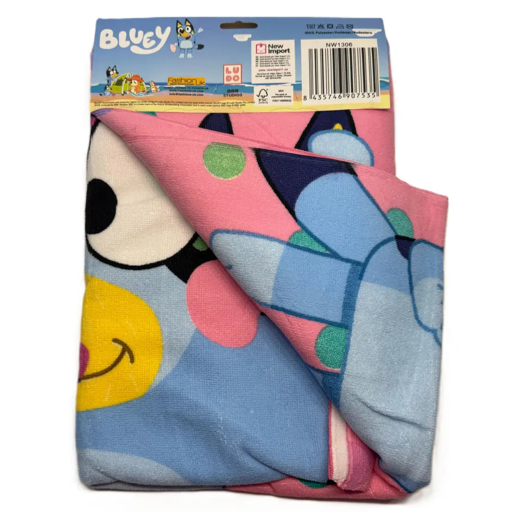 Toalla Playa Piscina Bluey Rosa 70x140cm infantil de microfibra para niños