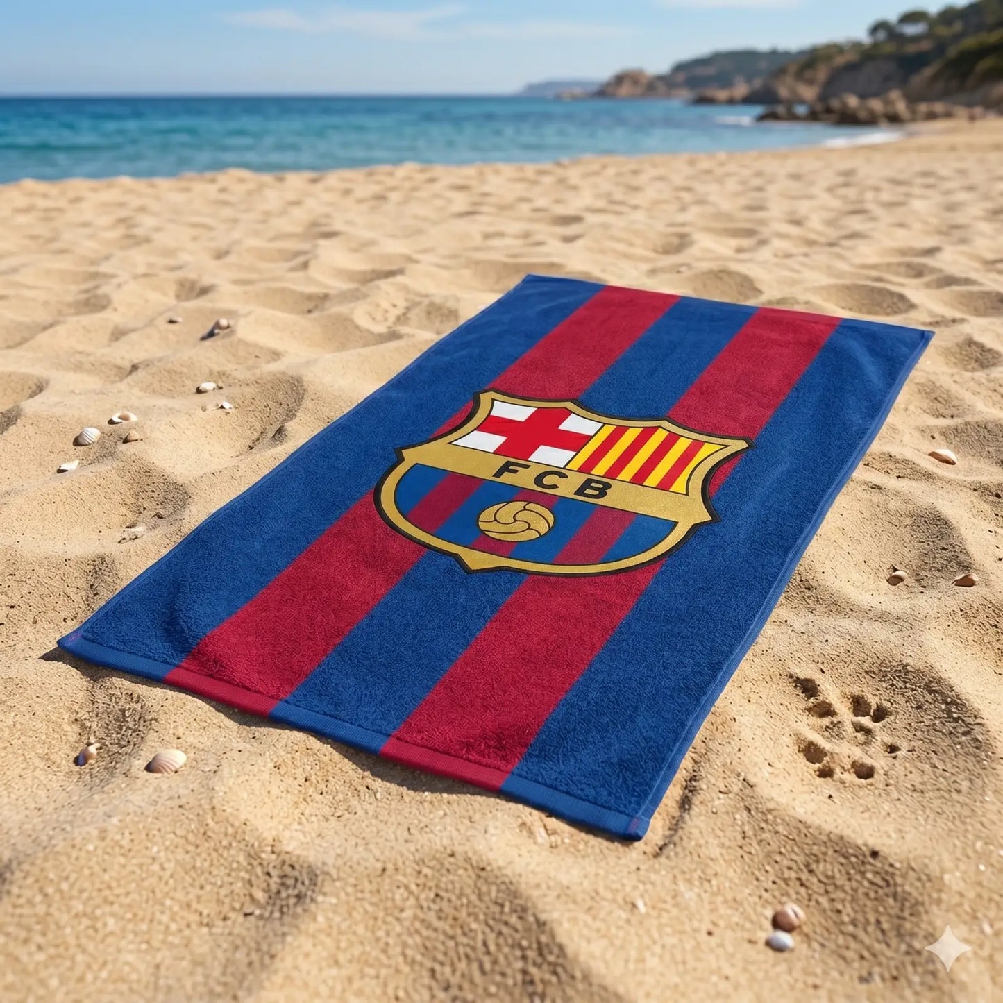 Toalla Playa Piscina Infantil FC Barcelona barça algodón de 75x150