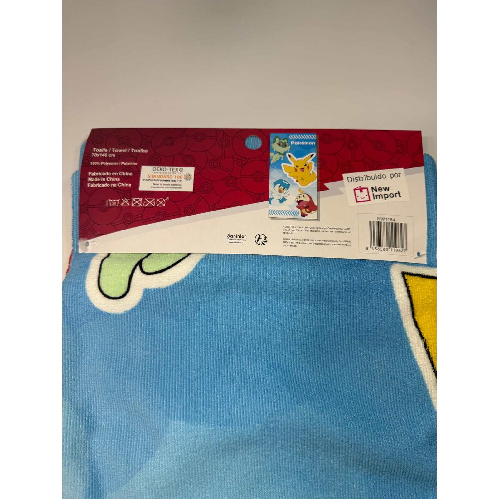 Toalla playa piscina infantil microfibra con diseños Pokémon Pikachu Sprigatito Fuecoco Quaxly