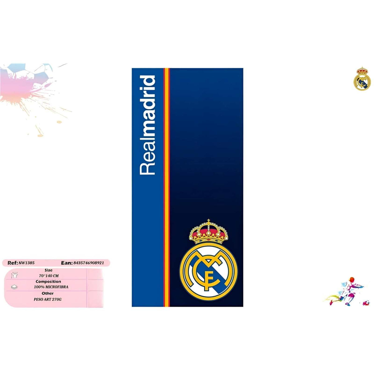 Toalla playa piscina infantil Real Madrid azul oficial 70x140 cm