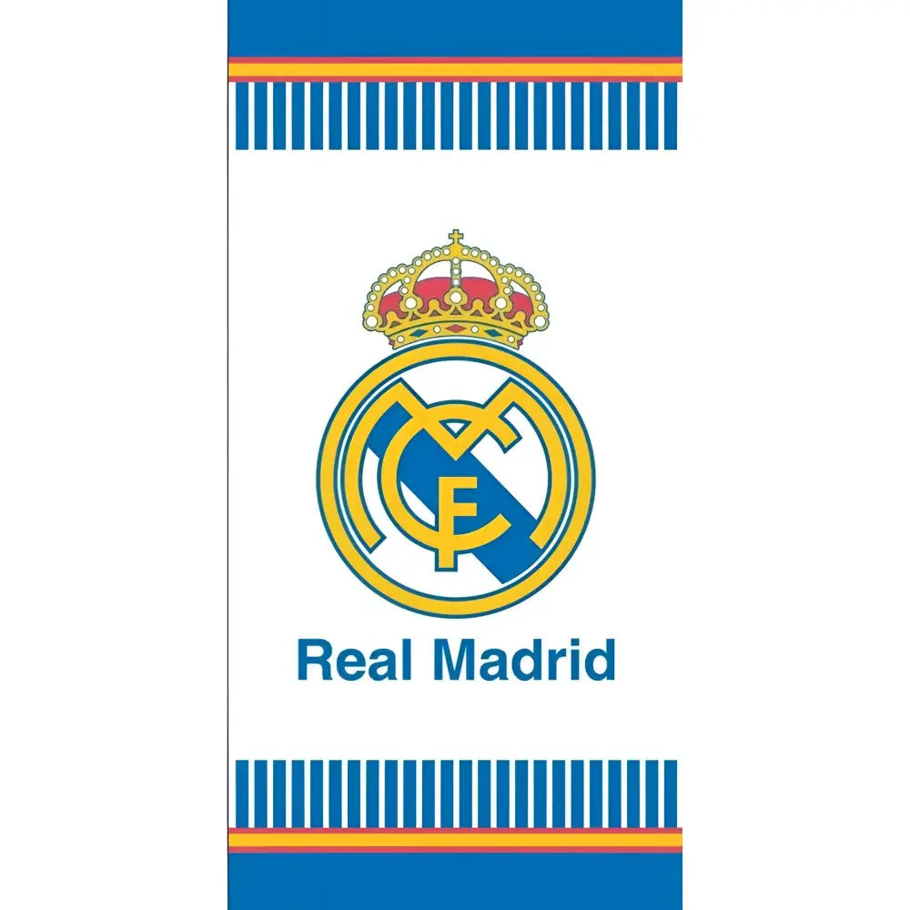 Toalla Playa Piscina infantil Real Madrid blanca 180x90cm
