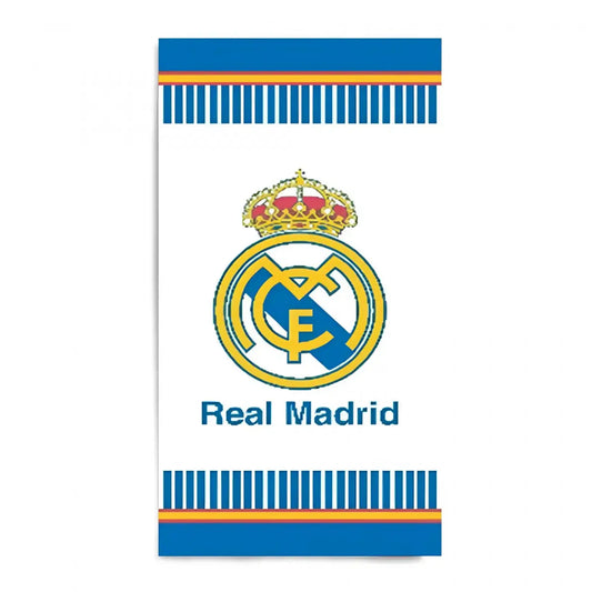 Toalla Playa Piscina infantil Real Madrid blanca 180x90cm