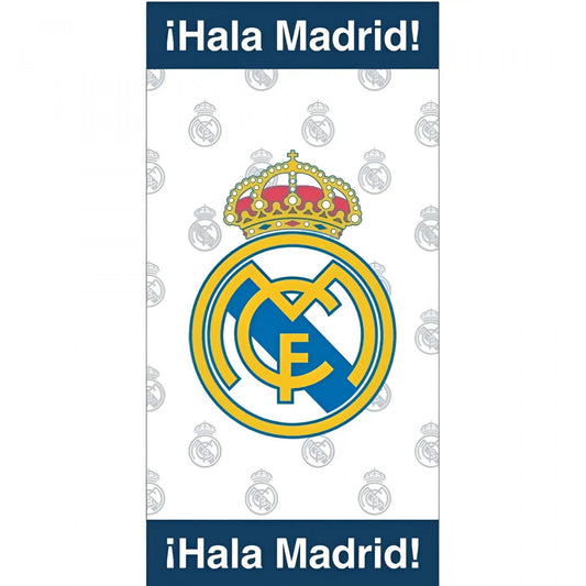 Toalla Playa Piscina infantil Real Madrid blanca Hala Oficial 70x140cm