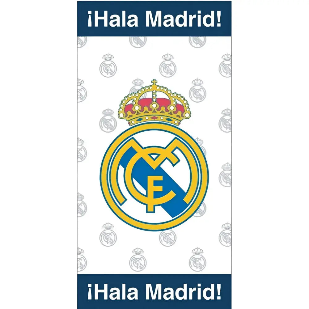 Toalla Playa Piscina infantil Real Madrid blanca Hala Oficial 70x140cm