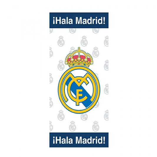 Toalla Playa Piscina infantil Real Madrid blanca Hala Oficial 70x140cm