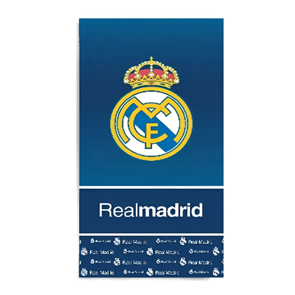 Toalla Playa Piscina infantil Real Madrid Franja azul letras Oficial 70x140cm