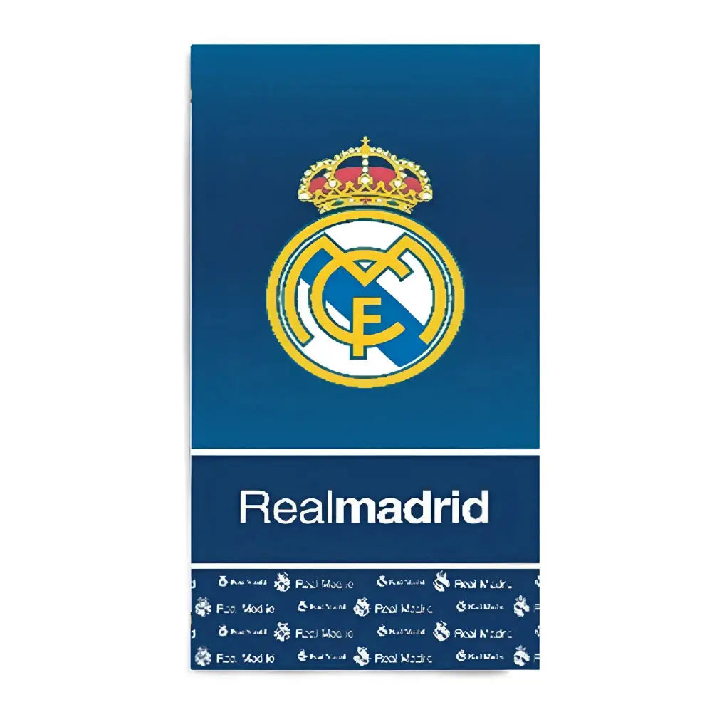 Toalla Playa Piscina infantil Real Madrid Franja azul letras Oficial 70x140cm