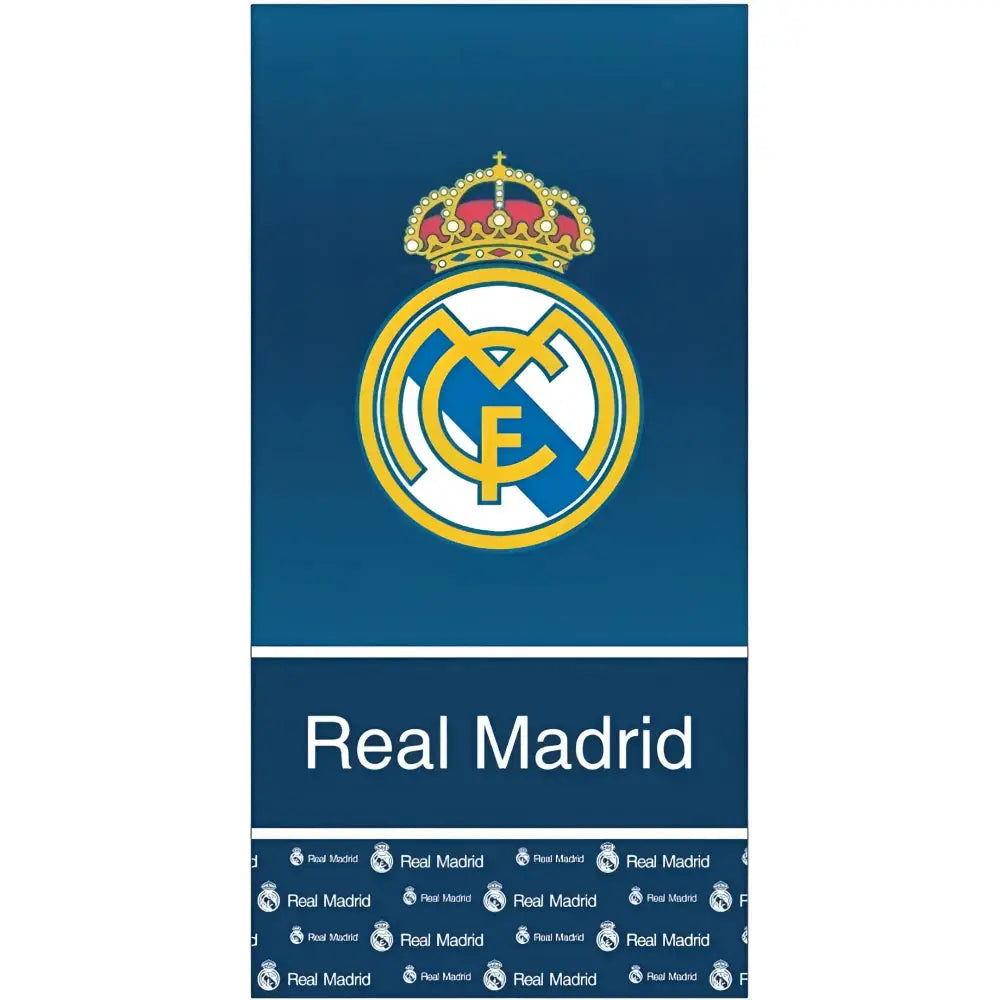 Toalla Playa Piscina infantil Real Madrid Franja azul letras Oficial 70x140cm
