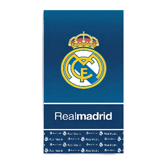 Toalla Playa Piscina infantil Real Madrid Franja azul letras Oficial 70x140cm