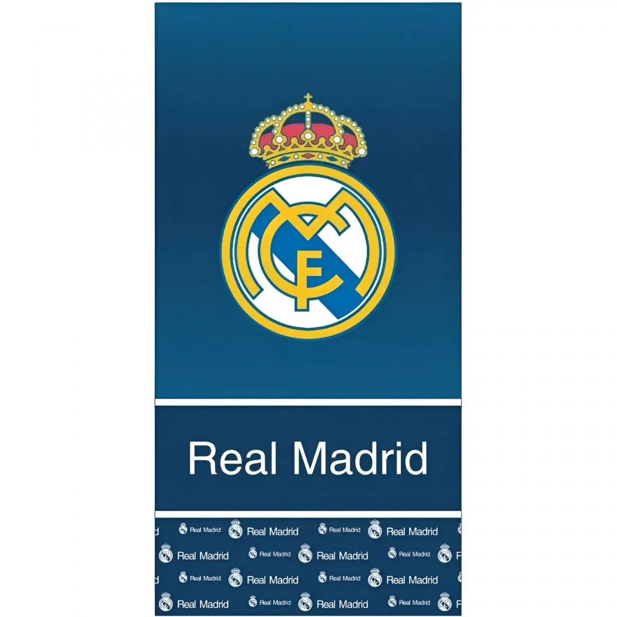 Toalla Playa Piscina infantil Real Madrid Franja azul letras Oficial 70x140cm