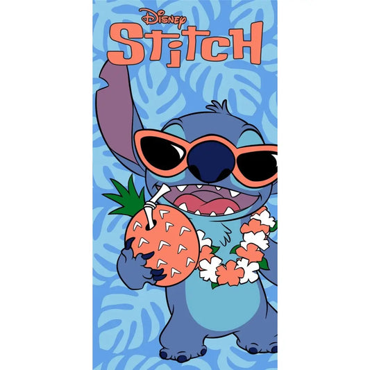 Toalla Playa Piscina infantil STITCH TROPICAL gafas y coco 70x140cm