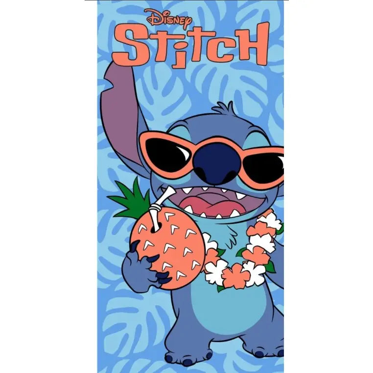 Toalla Playa Piscina infantil STITCH TROPICAL gafas y coco 70x140cm