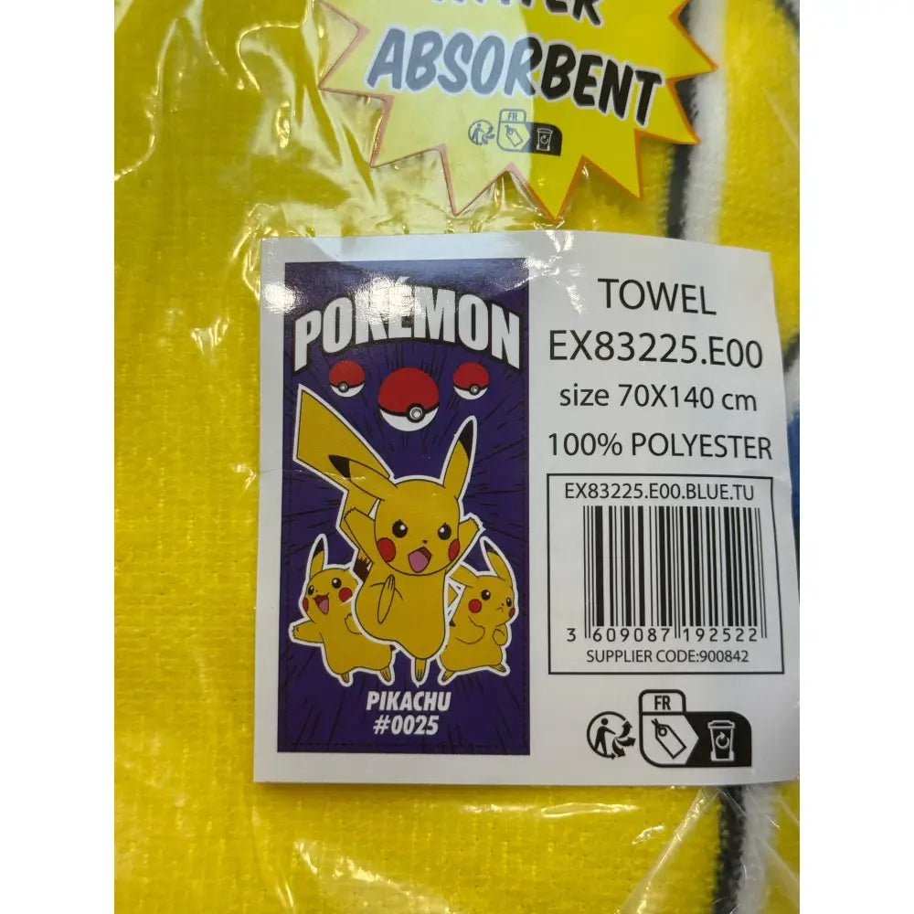 Toalla Playa Piscina Pokémon Pikachu Sky 70x140cm infantil de microfibra para niños Everest