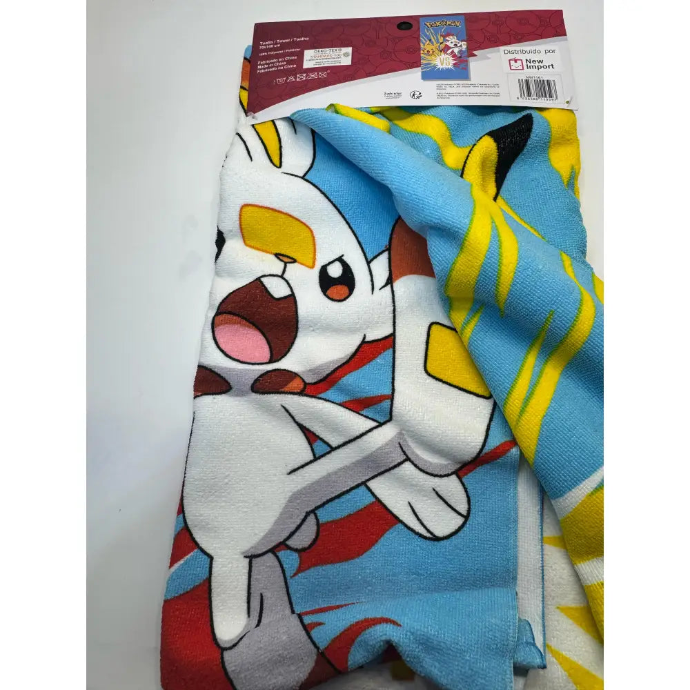 Toalla Playa Piscina Pokémon Pikachu vs Scorbunny 70x140cm infantil de microfibra para niños