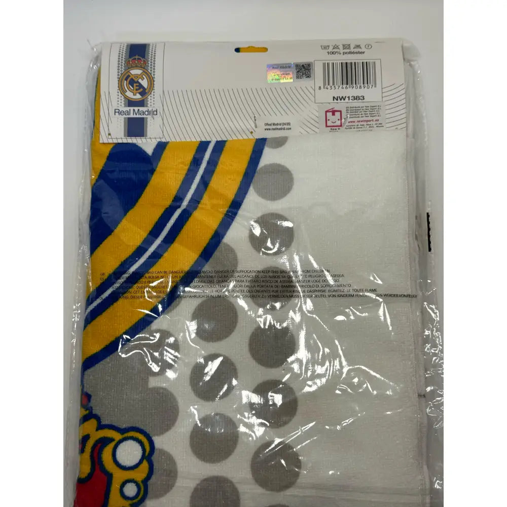 Toalla Playa Piscina Real Madrid Franja Oficial 70x140cm infantil de microfibra para niños