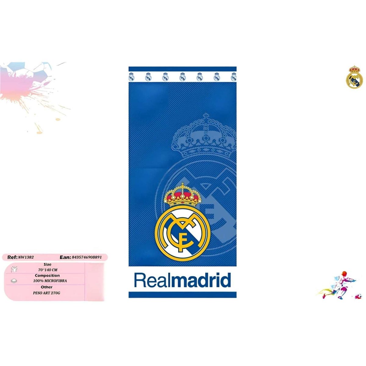 Toalla playa piscina infantil Real Madrid oficial 70x140 cm