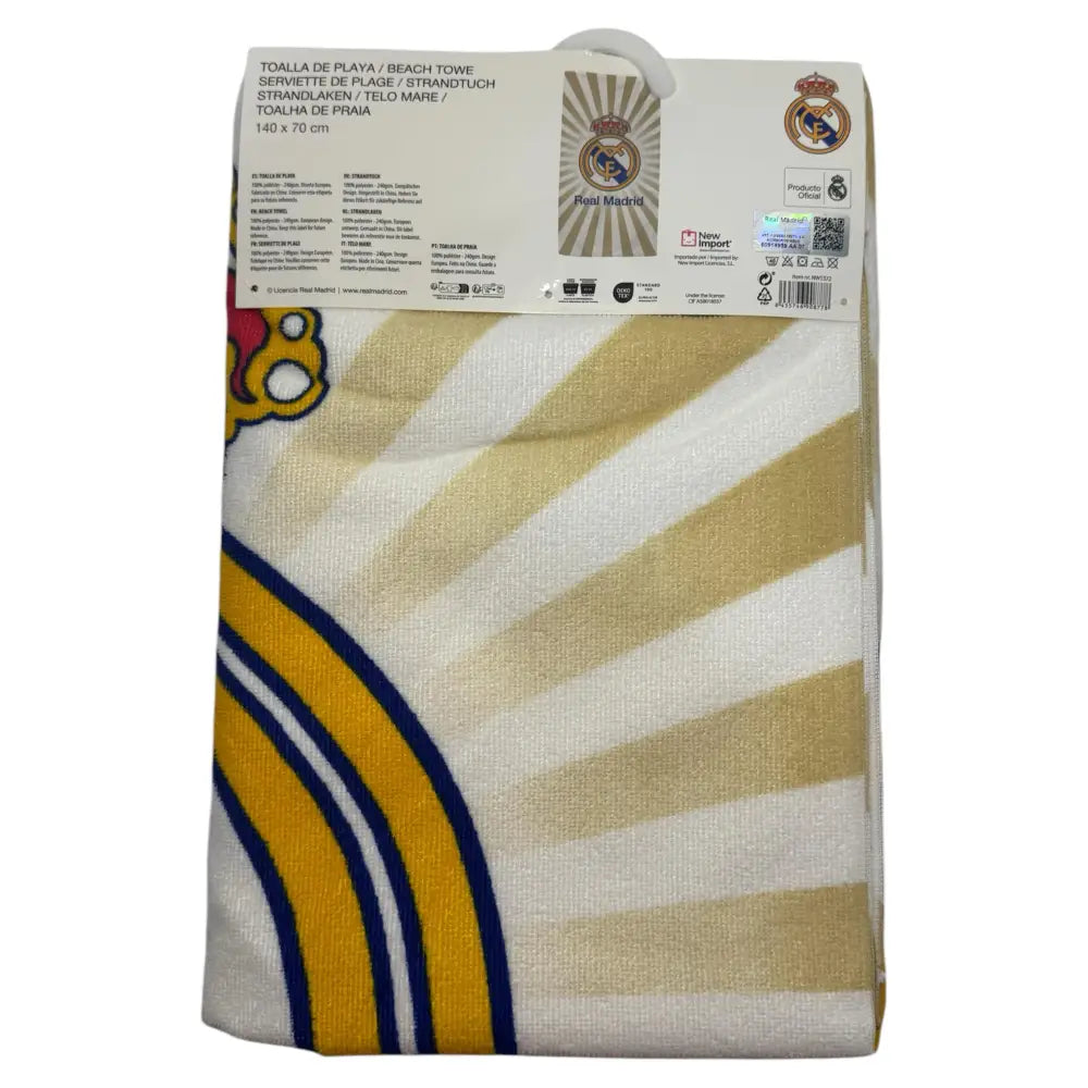 Toalla Playa Piscina Real Madrid Sol 70x140cm infantil de microfibra para niños
