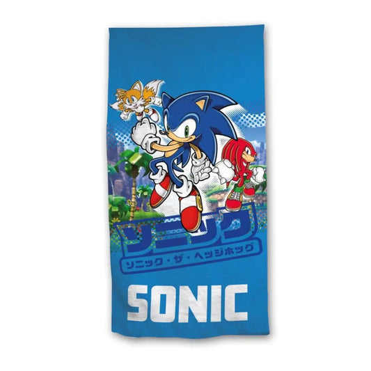 Toalla Playa Piscina Sonic 70x140cm infantil de microfibra para niños