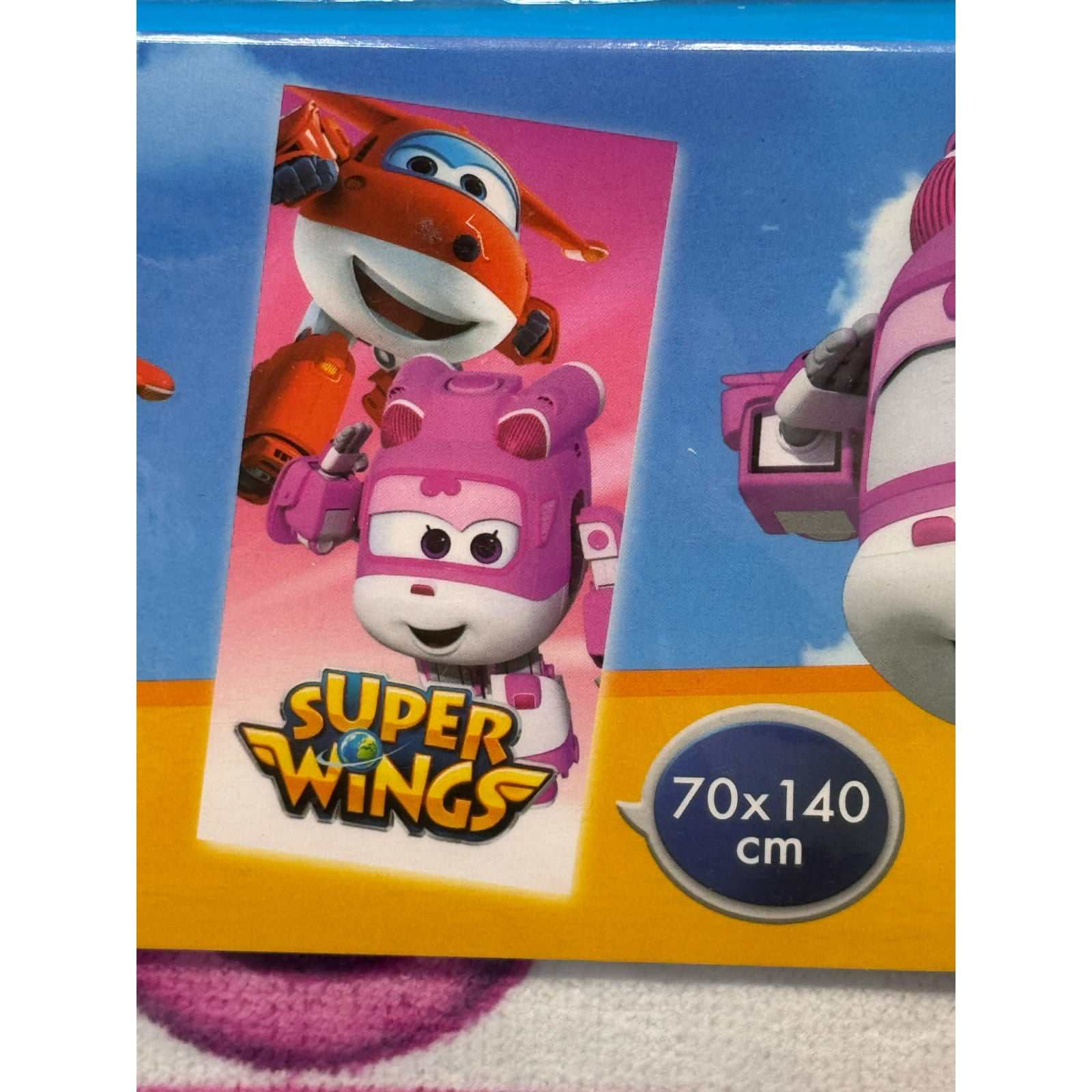 Toalla infantil microfibra Super Wings 70x140cm para playa y piscina