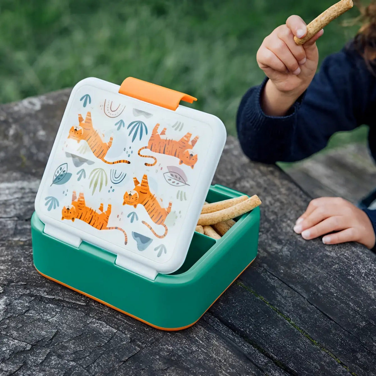 Tupper sandwichera infantil QUOKKA TWIST KIDS TIGERS con compartimentos - Sandwichera