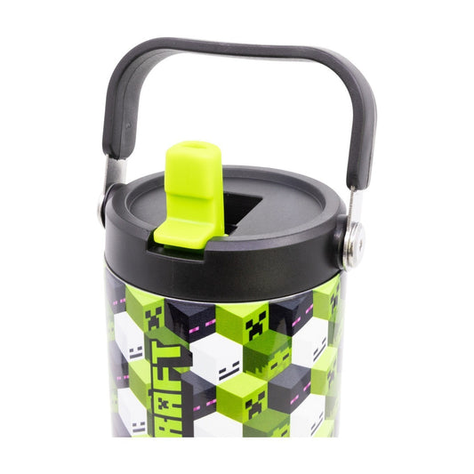 Vaso botella termo Minecraft ’Iconicmono’ acero inoxidable con asa y 860ml