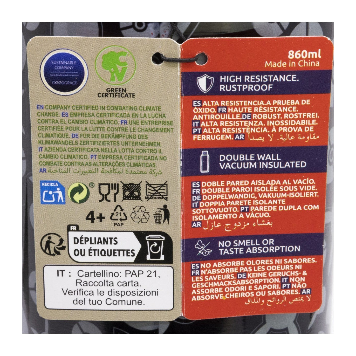 Vaso botella termo Pokémon ’Meltdown’ acero inoxidable con asa y 860ml