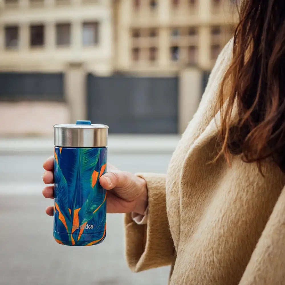 Vaso Térmico Acero Inoxidable Quokka 400ml Blue Jungle Taza Reutilizable Café Te Frío y Caliente bebidas