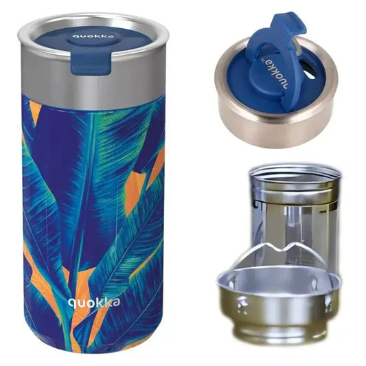 Vaso Térmico Acero Inoxidable Quokka 400ml Blue Jungle Taza Reutilizable Café Te Frío y Caliente bebidas