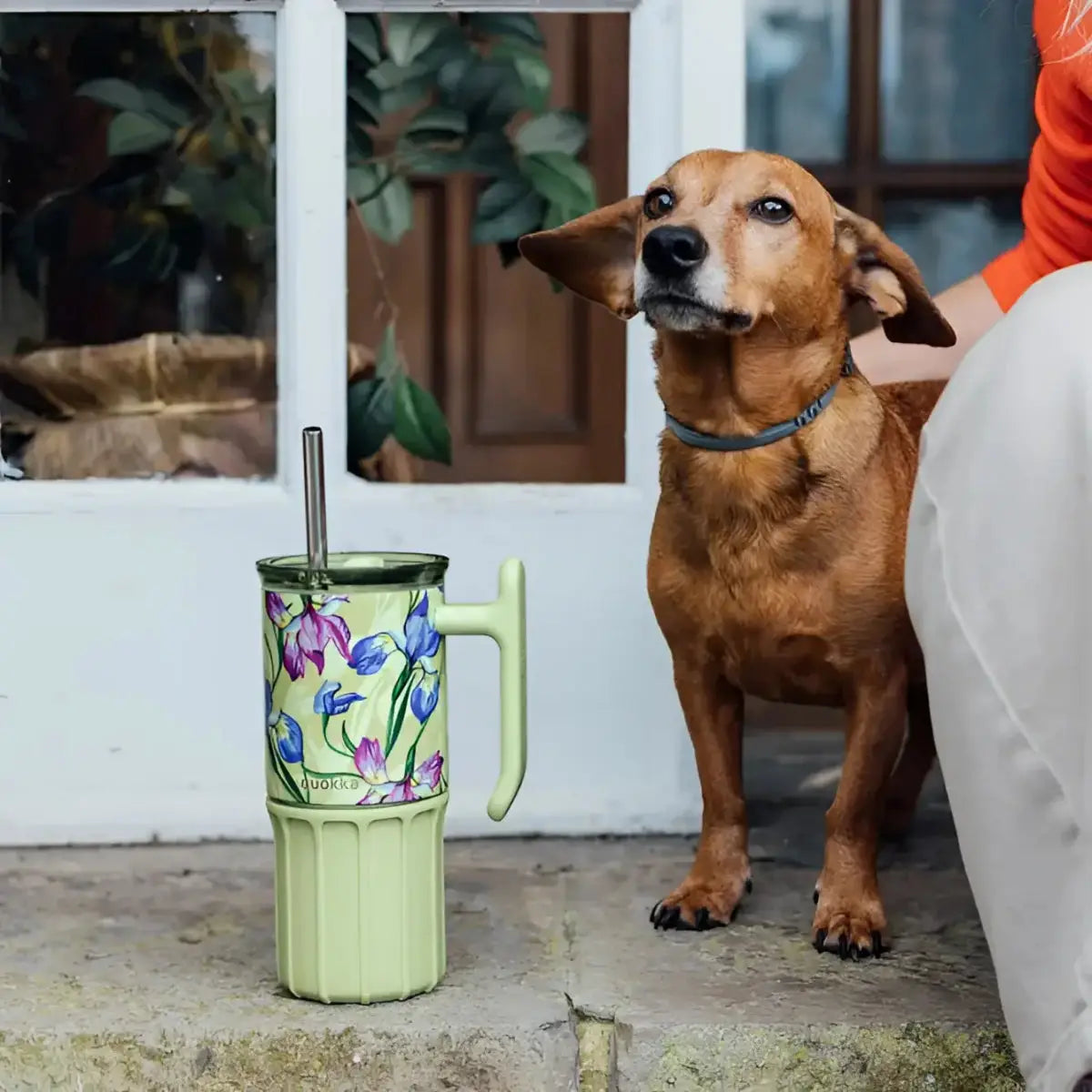 Vaso Térmico Acero Inoxidable QUOKKA UMI GREEN TEA 720ML con pajita