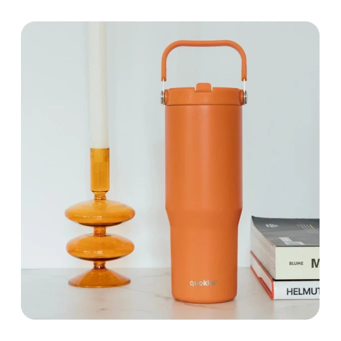 Vaso térmico Quokka CORE Papaya Orange 860ML de acero inoxidable con asa - Botella