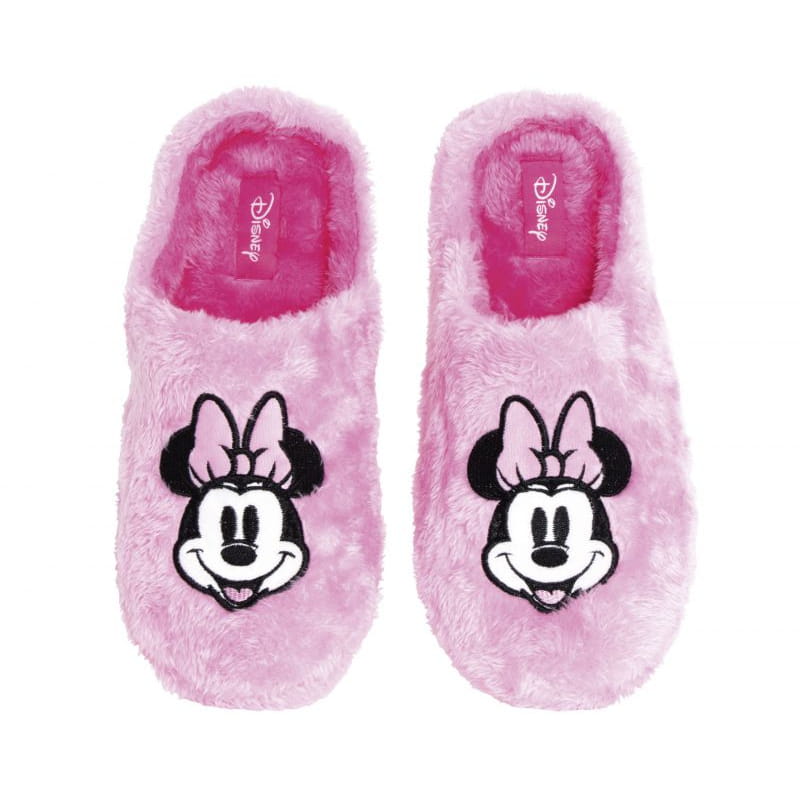 Zapatillas de casa abiertas bordadas con suela dura Minnie Mouse talla 39